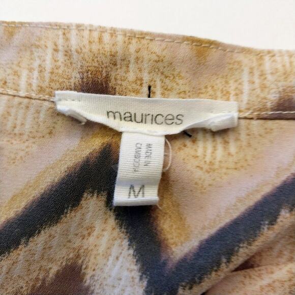 Maurices Striped Top Size Medium Brown Neutral Preppy Career Bohemian - Picture 3 of 8
